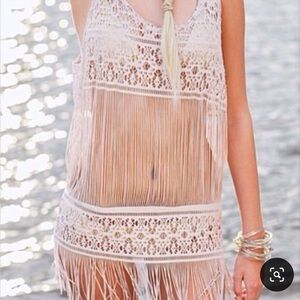 BETTINIS | off white fringe cover up, size small